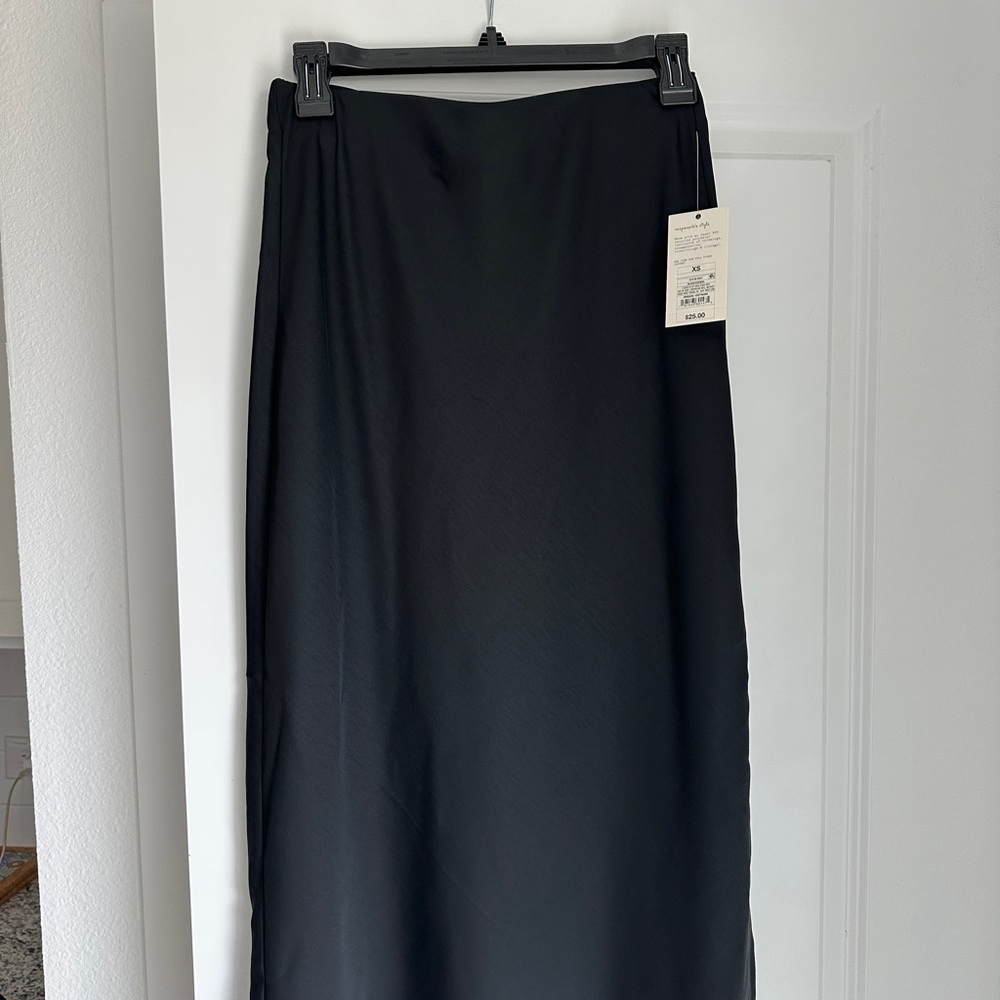 Target Black Faux Silk Midi Skirt